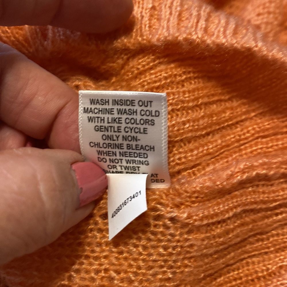 Sonoma Lightweight Orange Loose Knit Sweater V-neckline Cardigan Small NWOT - Picture 8 of 8